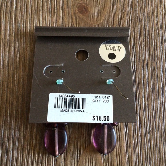 The Limited Purple and Gold Dangling Bead Earrings - Picture 3 of 3